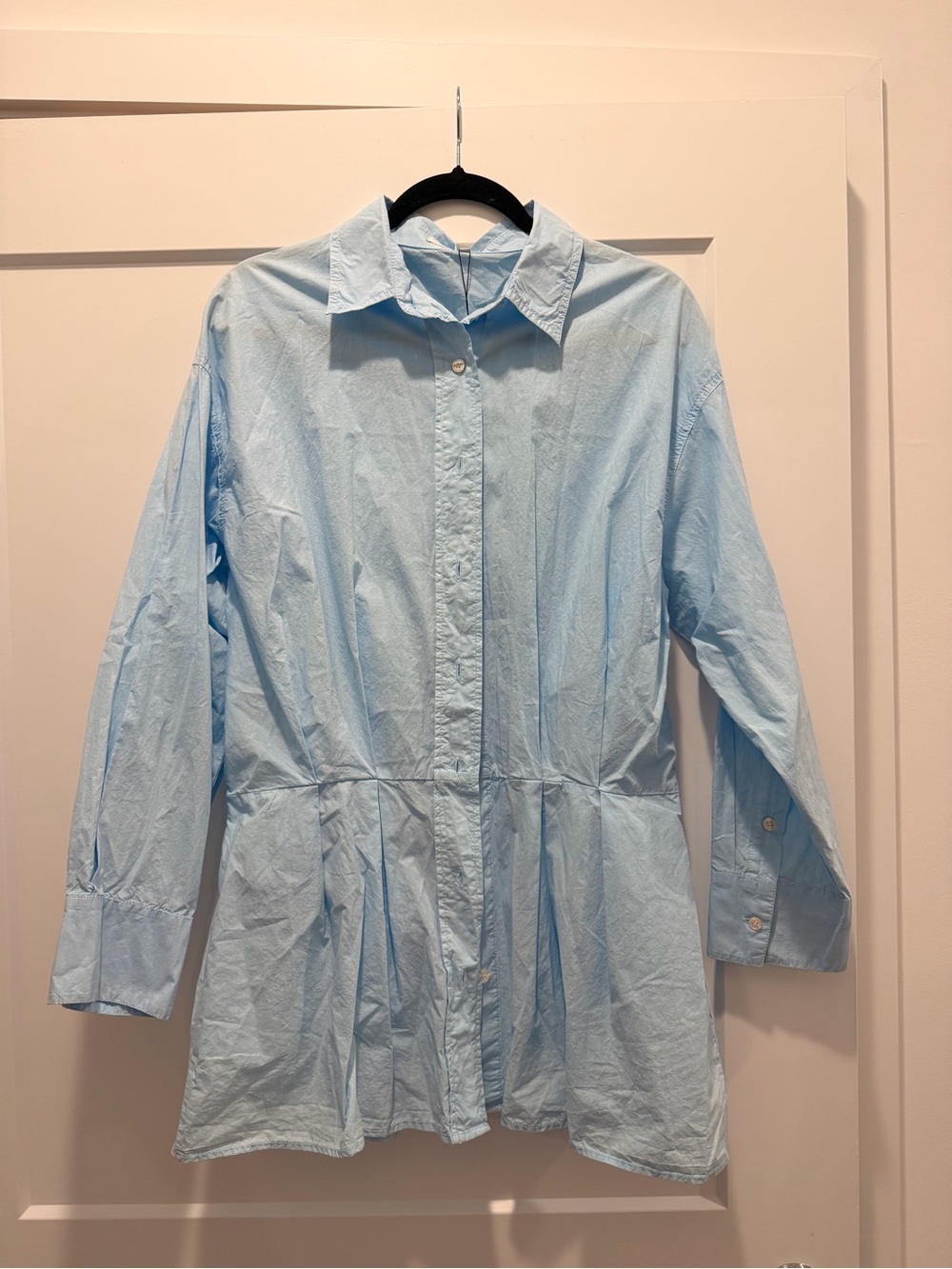 Zara Pale Blue Collared Button-Up Shirt